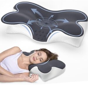 NEW Cervical Memory Foam Neck Pillow, Ergonomic Butterfly Shape for Pain Relief